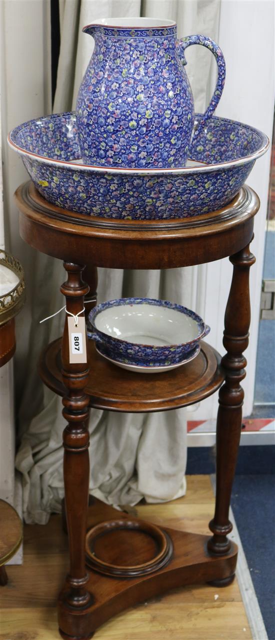 A Victorian washstand with jug and basin Wash stand W.38cm